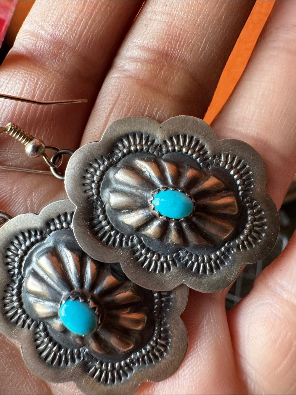 Sterling Concho Necklace & Matching Earrings SET Benally